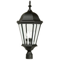 CRAFTMADE Straight Glass Cast 3 Light Outdoor Post Mount in Textured Black