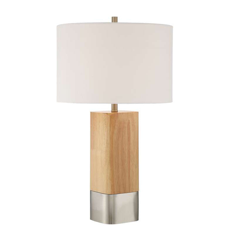 CRAFTMADE 1 Light Wood/Metal Base Table Lamp w/ USB in Natural Wood/Brushed Polished Nickel