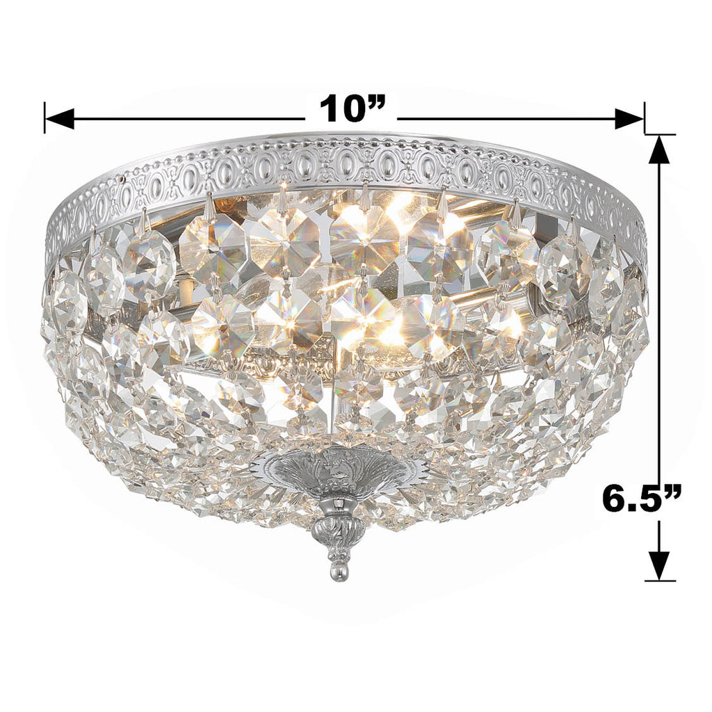 Crystorama Crystorama Crystorama 2 Light Clear Italian Crystal Polished Chrome Flush Mount