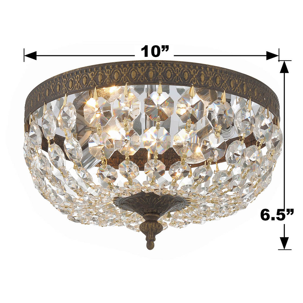 Crystorama Crystorama Crystorama 2 Light Hand Cut Crystal English Bronze Flush Mount