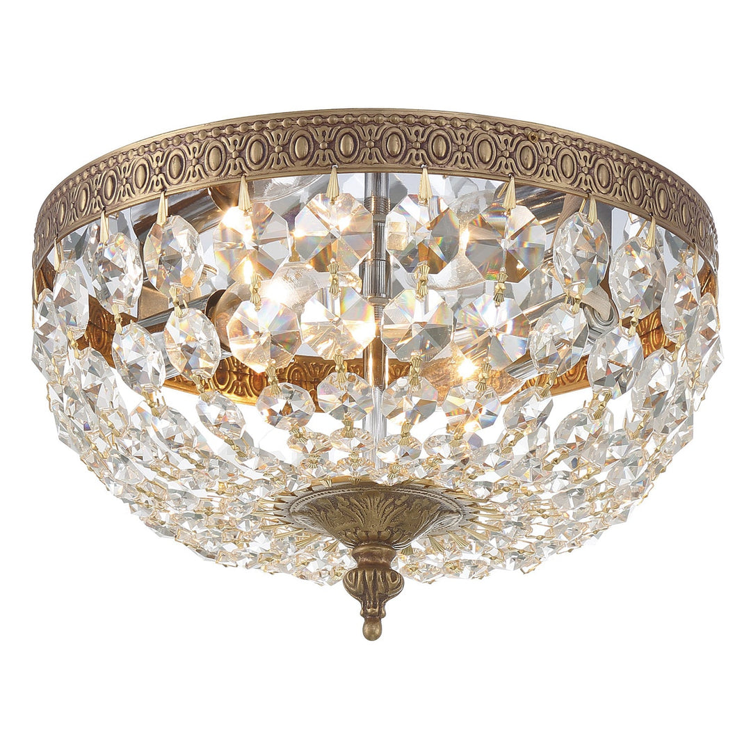 Crystorama Crystorama Crystorama 2 Light Clear Italian Crystal Olde Brass Flush Mount