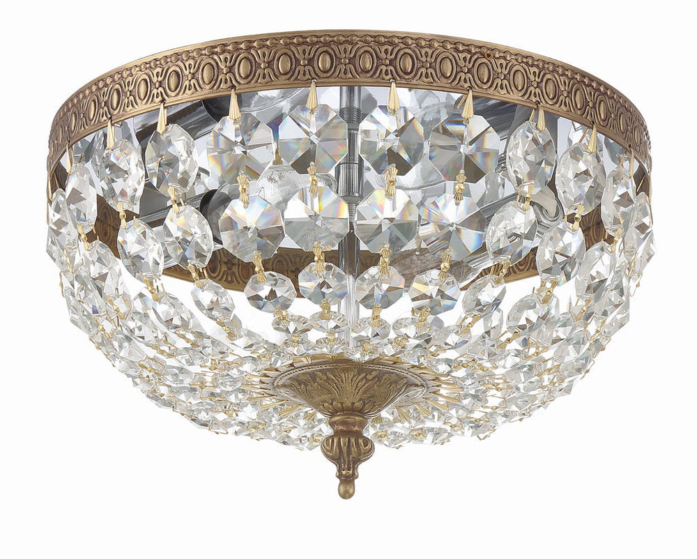 Crystorama Crystorama Crystorama 2 Light Clear Italian Crystal Olde Brass Flush Mount