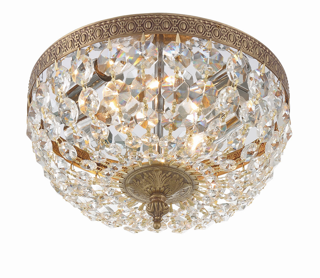 Crystorama Crystorama Crystorama 2 Light Clear Italian Crystal Olde Brass Flush Mount