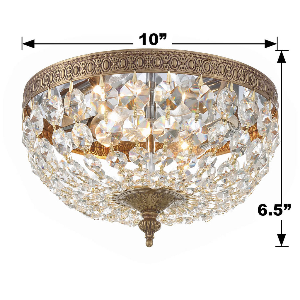 Crystorama Crystorama Crystorama 2 Light Clear Italian Crystal Olde Brass Flush Mount