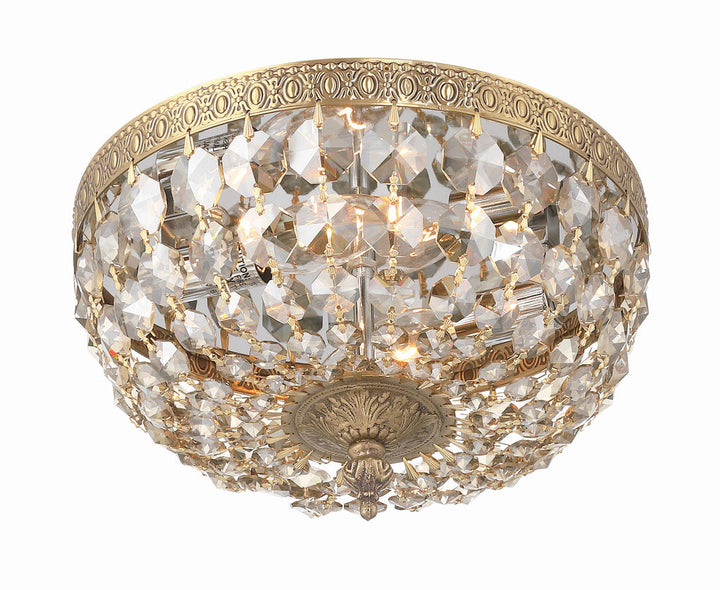 Crystorama Crystorama Crystorama 2 Light Golden Teak Crystal Olde Brass Flush Mount