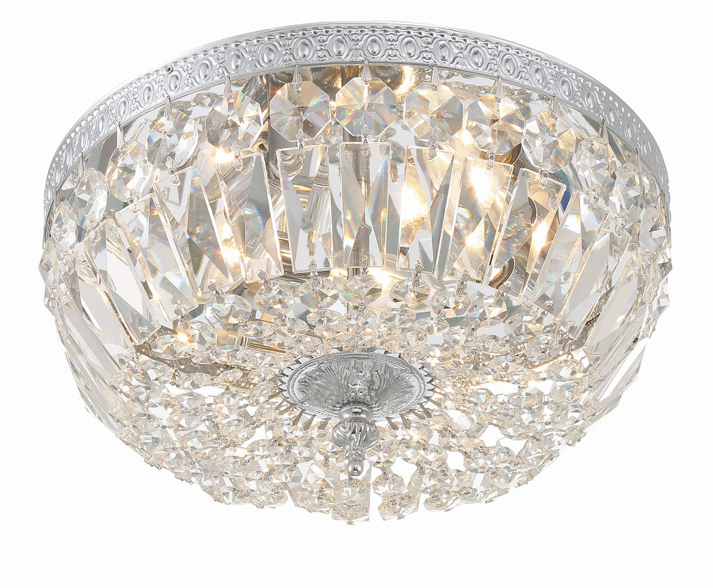 Crystorama Crystorama Crystorama 3 Light Hand Cut Crystal Polished Chrome Flush Mount