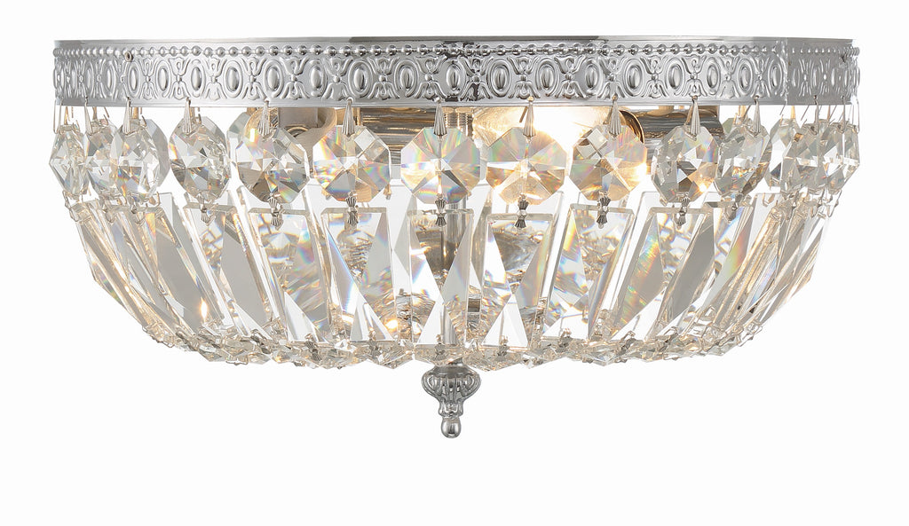 Crystorama Crystorama Crystorama 3 Light Hand Cut Crystal Polished Chrome Flush Mount