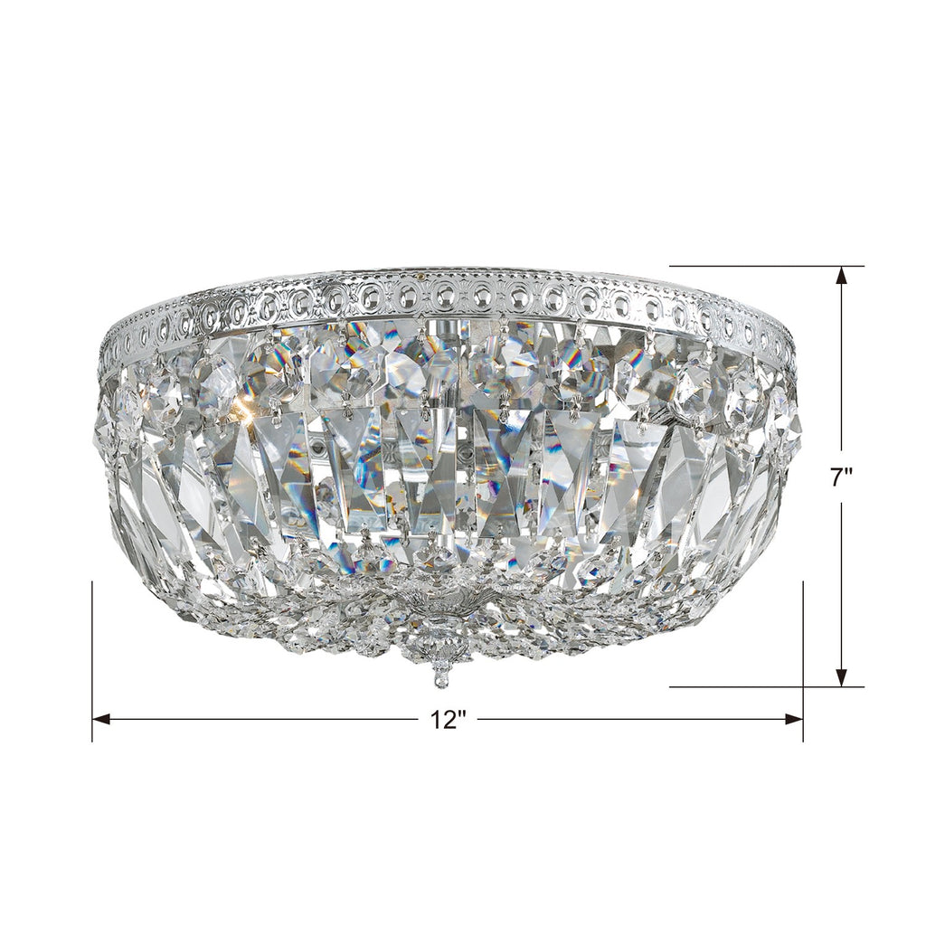 Crystorama Crystorama Crystorama 3 Light Hand Cut Crystal Polished Chrome Flush Mount