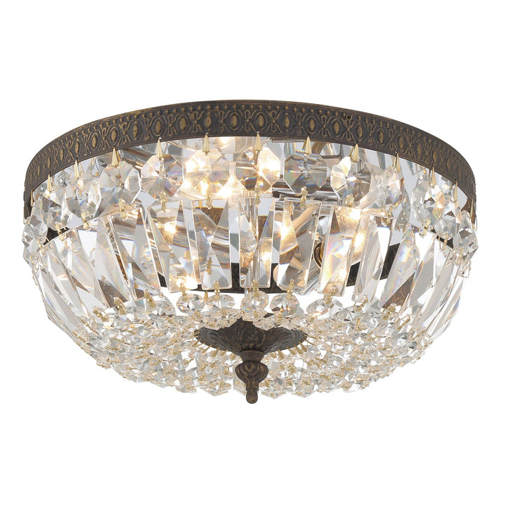 Crystorama Crystorama Crystorama 3 Light Clear Italian Crystal English Bronze Flush Mount