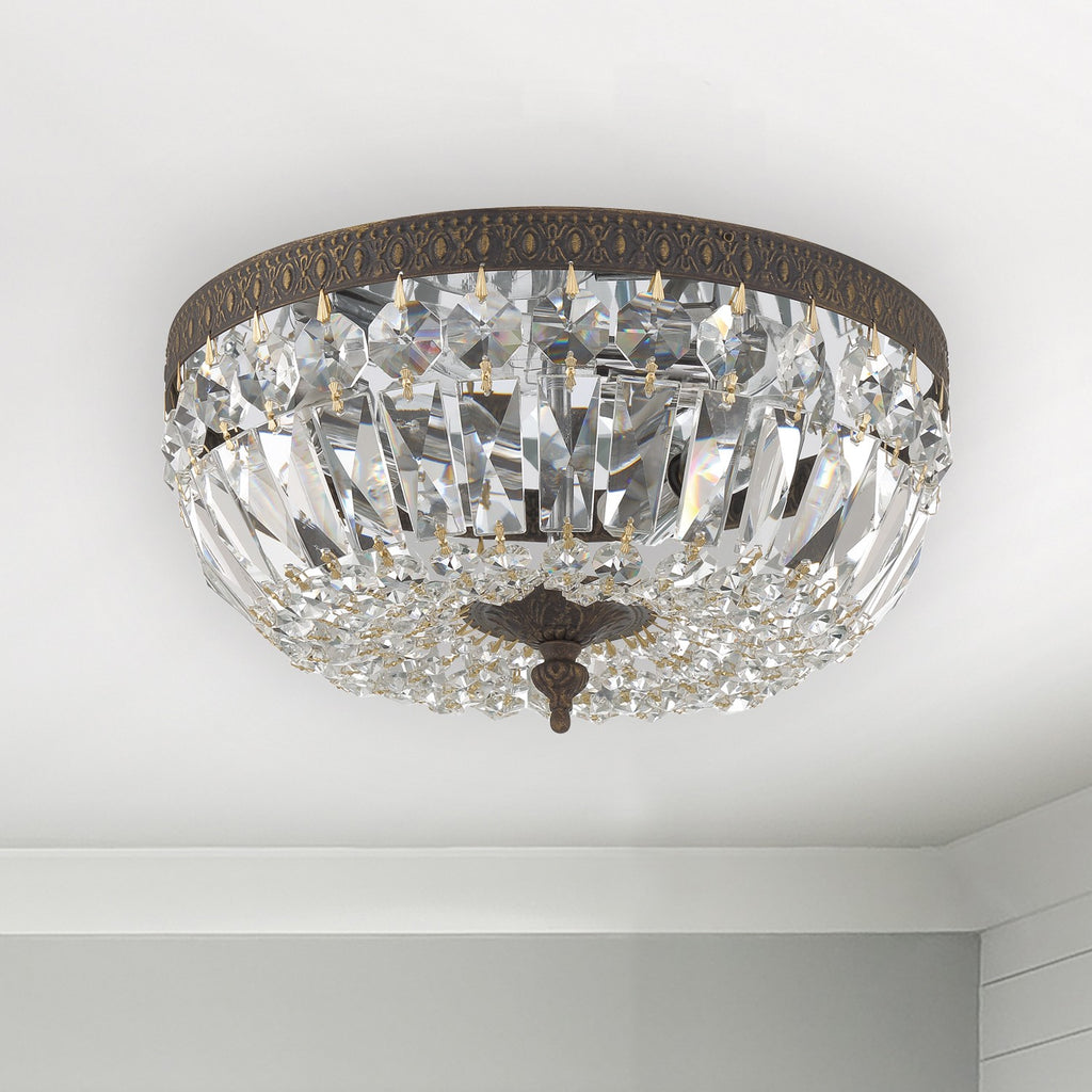 Crystorama Crystorama Crystorama 3 Light Clear Italian Crystal English Bronze Flush Mount