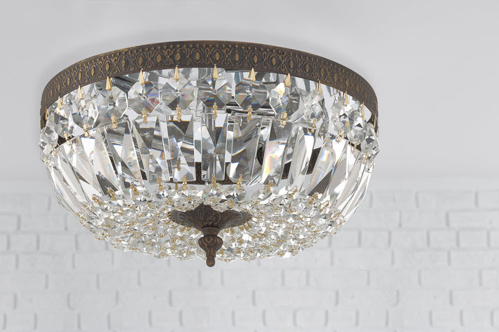 Crystorama Crystorama Crystorama 3 Light Hand Cut Crystal English Bronze Flush Mount