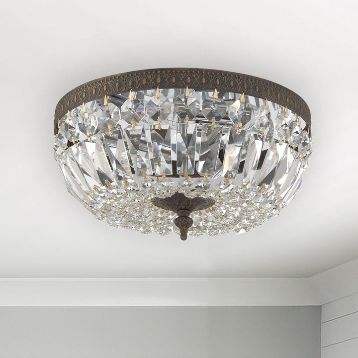 Crystorama Crystorama Crystorama 3 Light Hand Cut Crystal English Bronze Flush Mount