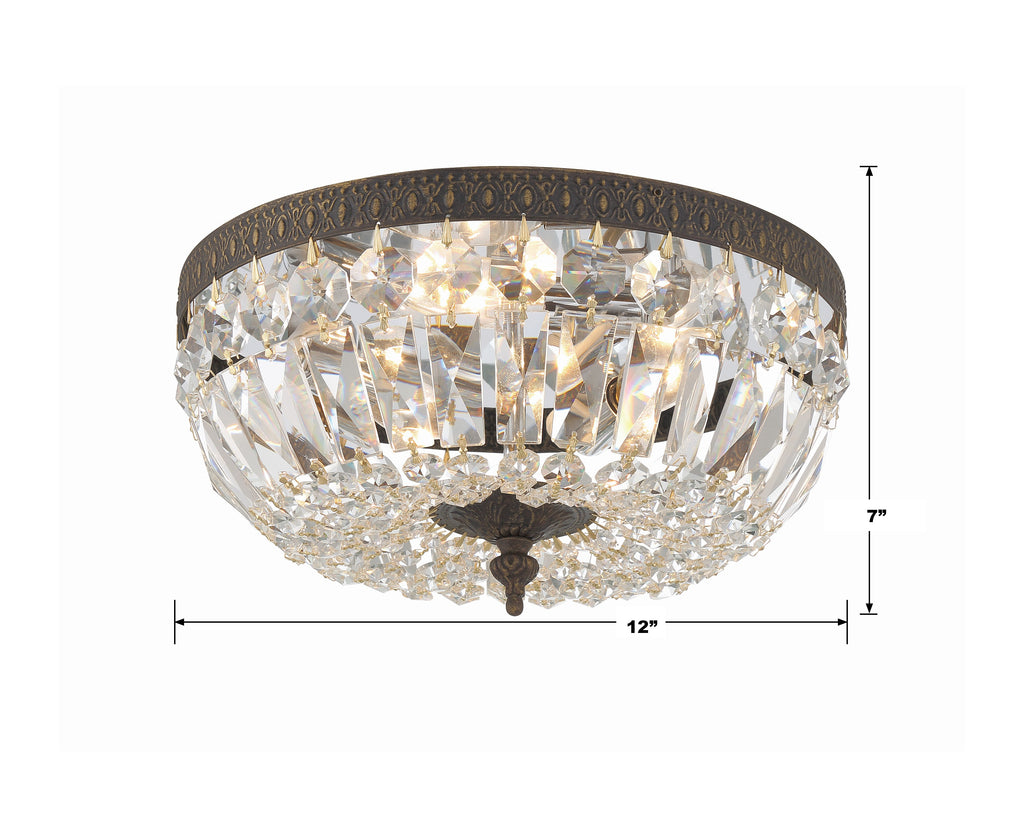 Crystorama Crystorama Crystorama 3 Light Hand Cut Crystal English Bronze Flush Mount