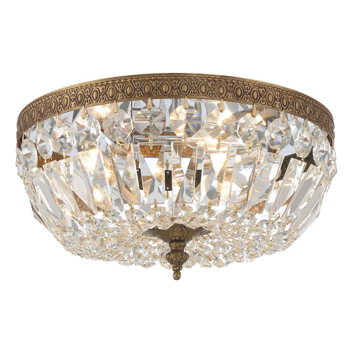 Crystorama Crystorama Crystorama 3 Light Clear Italian Crystal Olde Brass Flush Mount