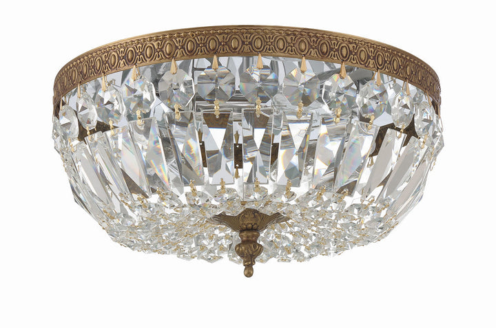 Crystorama Crystorama Crystorama 3 Light Clear Italian Crystal Olde Brass Flush Mount