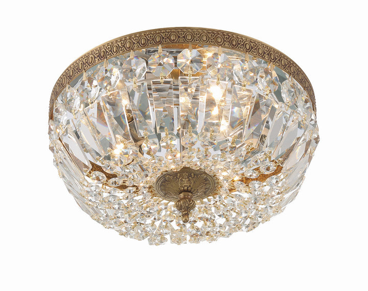 Crystorama Crystorama Crystorama 3 Light Clear Italian Crystal Olde Brass Flush Mount