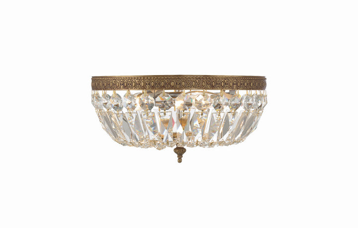 Crystorama Crystorama Crystorama 3 Light Clear Italian Crystal Olde Brass Flush Mount