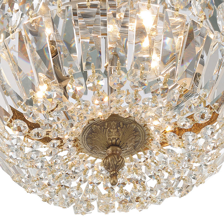 Crystorama Crystorama Crystorama 3 Light Hand Cut Crystal Olde Brass Flush Mount