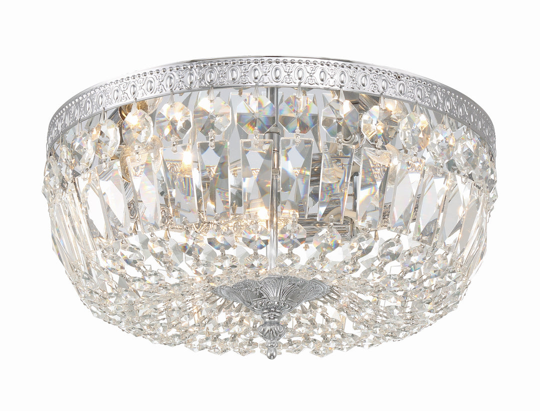 Crystorama Crystorama Crystorama 3 Light Hand Cut Crystal Polished Chrome Flush Mount