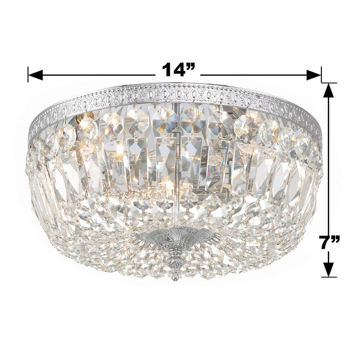 Crystorama Crystorama Crystorama 3 Light Hand Cut Crystal Polished Chrome Flush Mount