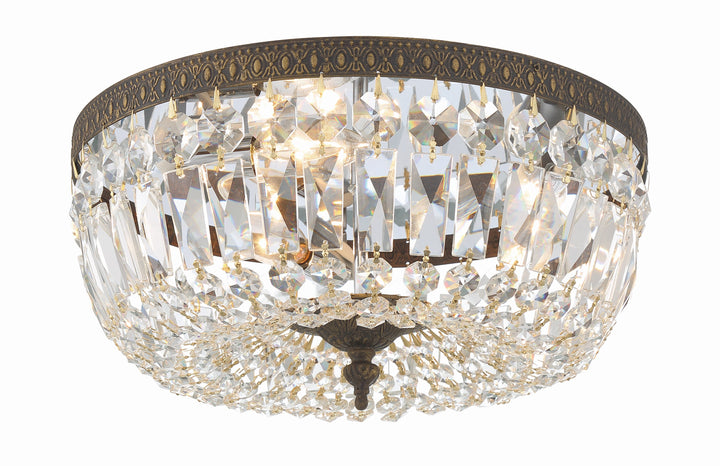 Crystorama Crystorama Crystorama 3 Light English Bronze Hand Cut Crystal Flush Mount