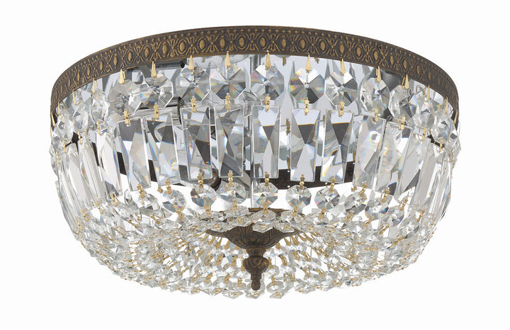 Crystorama Crystorama Crystorama 3 Light English Bronze Hand Cut Crystal Flush Mount