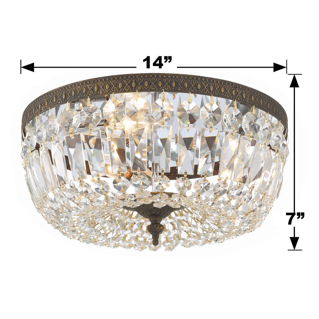 Crystorama Crystorama Crystorama 3 Light English Bronze Hand Cut Crystal Flush Mount