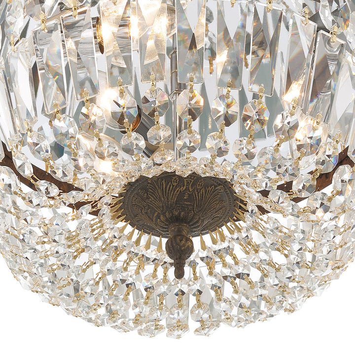 Crystorama Crystorama Crystorama 3 Light English Bronze Hand Cut Crystal Flush Mount