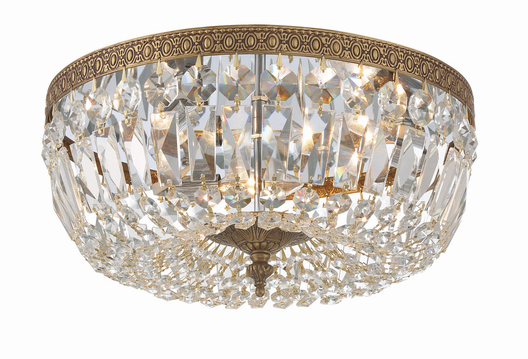 Crystorama Crystorama Crystorama 3 Light Hand Cut Crystal Olde Brass Flush Mount