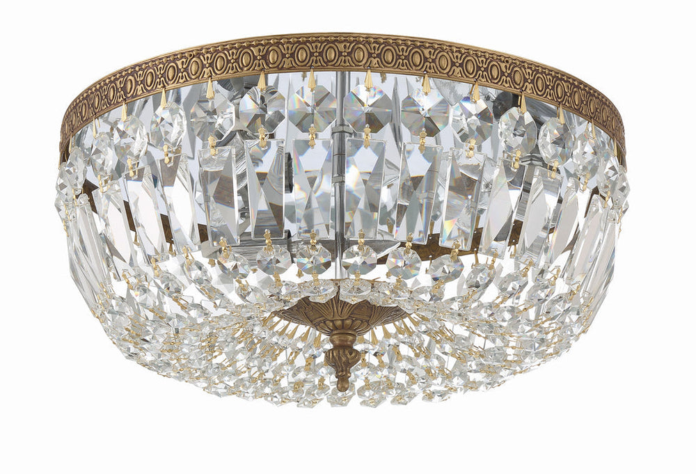 Crystorama Crystorama Crystorama 3 Light Hand Cut Crystal Olde Brass Flush Mount