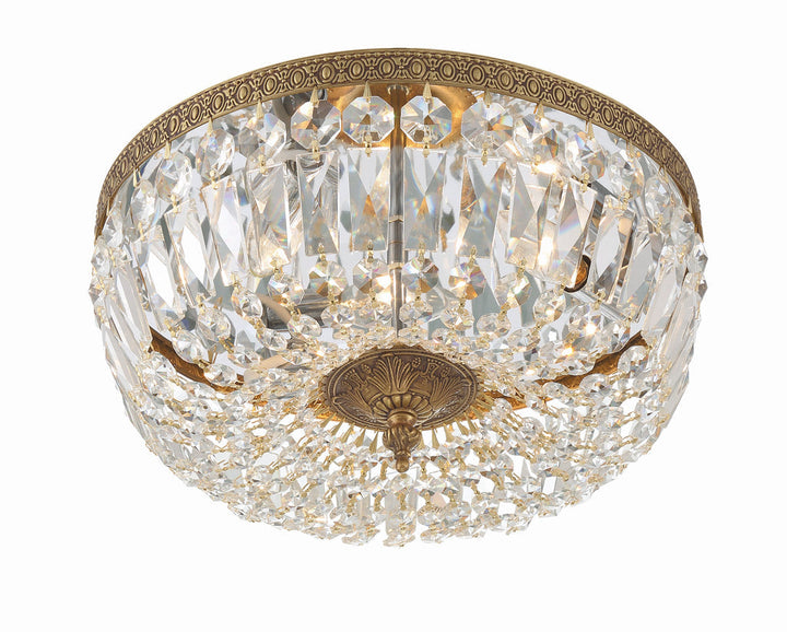 Crystorama Crystorama Crystorama 3 Light Hand Cut Crystal Olde Brass Flush Mount