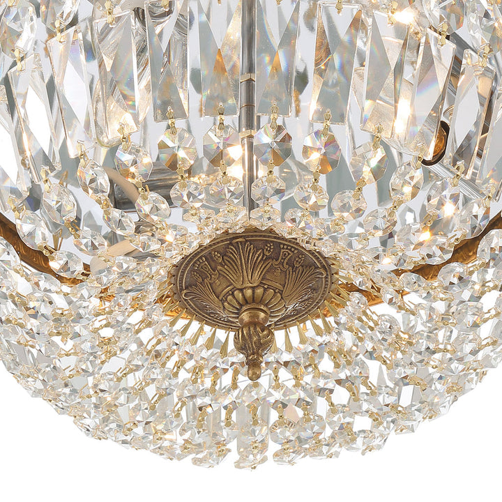 Crystorama Crystorama Crystorama 3 Light Hand Cut Crystal Olde Brass Flush Mount