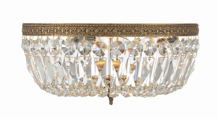 Crystorama Crystorama Crystorama 3 Light Swarovski Strass Crystal Olde Brass Flush Mount