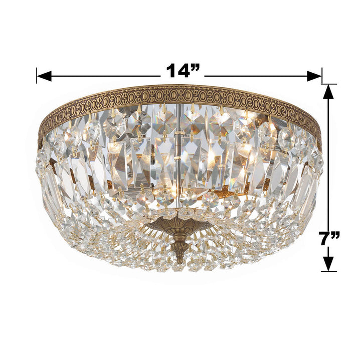 Crystorama Crystorama Crystorama 3 Light Swarovski Strass Crystal Olde Brass Flush Mount