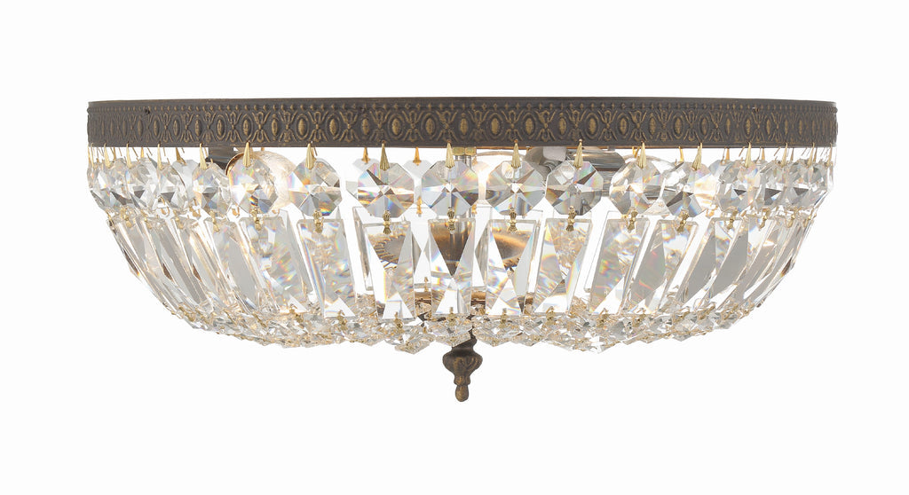 Crystorama Crystorama Crystorama 3 Light Clear Hand Cut English Bronze Flush Mount