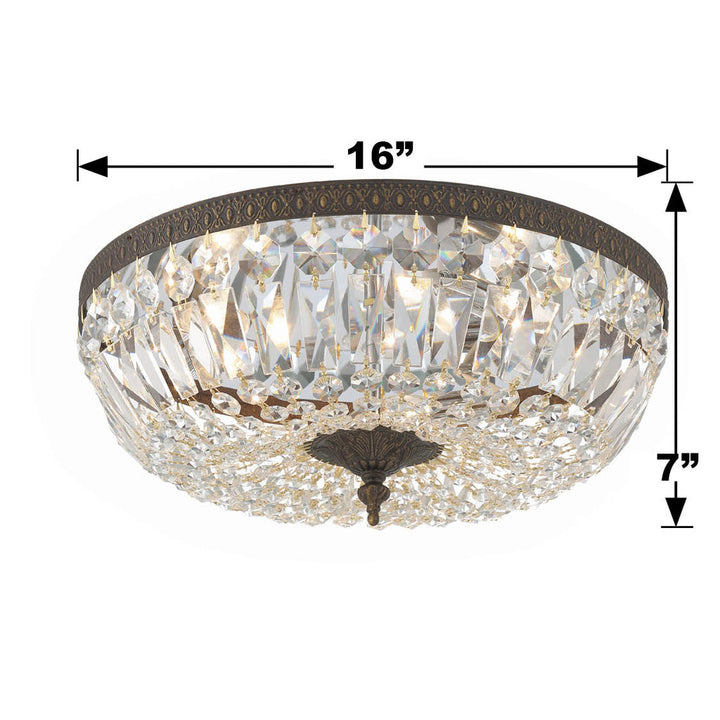 Crystorama Crystorama Crystorama 3 Light Clear Hand Cut English Bronze Flush Mount