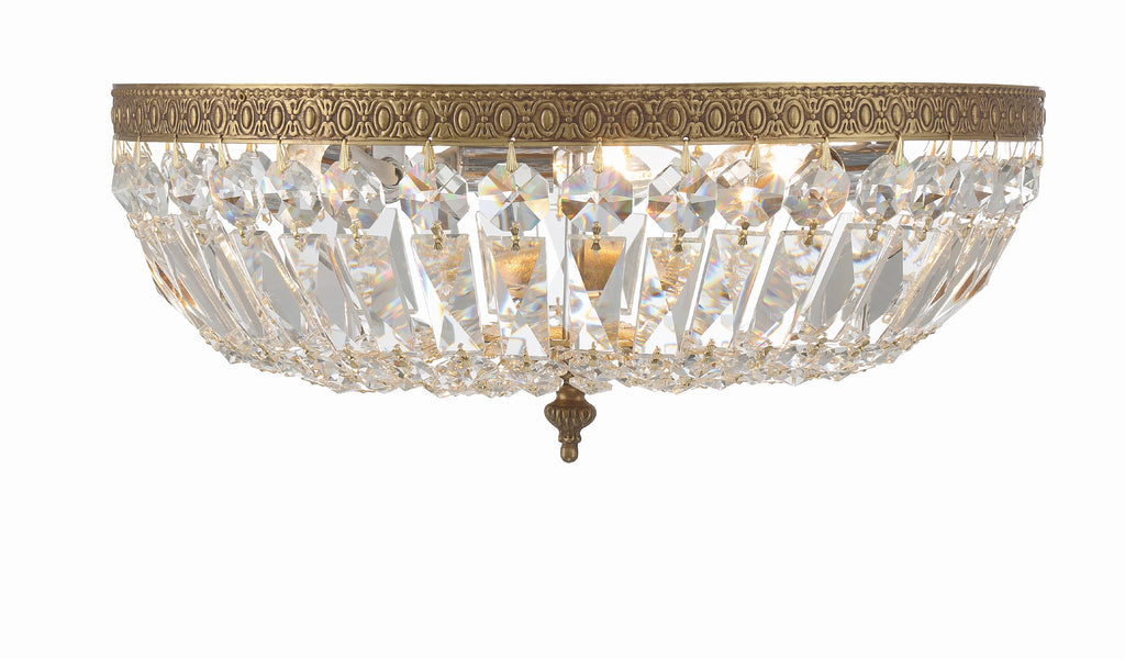 Crystorama Crystorama Crystorama 3 Light Clear Hand Cut Olde Brass Flush Mount