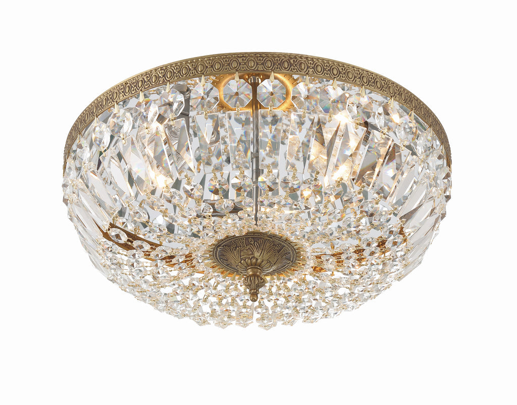 Crystorama Crystorama Crystorama 3 Light Swarovski Strass Crystal Olde Brass Flush Mount