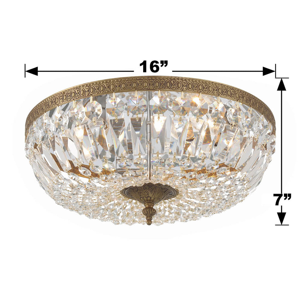 Crystorama Crystorama Crystorama 3 Light Swarovski Strass Crystal Olde Brass Flush Mount