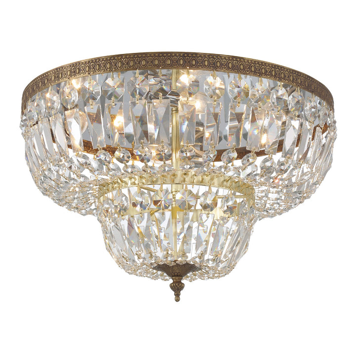 Crystorama Crystorama Crystorama 4 Light Swarovski Strass Crystal Olde Brass Flush Mount