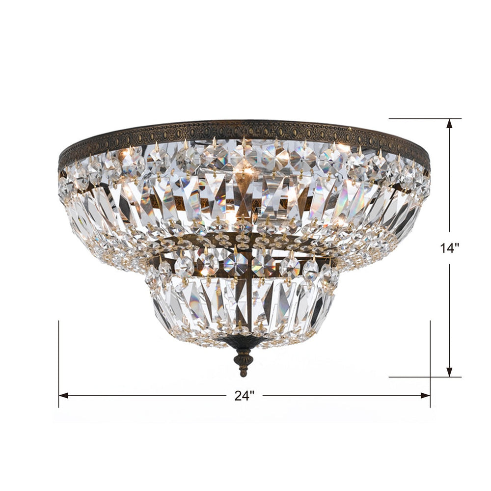 Crystorama Crystorama Crystorama 6 Light Clear Hand Cut Brass English Bronze Flush Mount