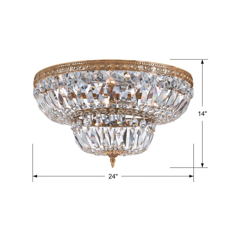 Crystorama Crystorama Crystorama 6 Light Swarovski Strass Crystal Olde Brass Flush Mount