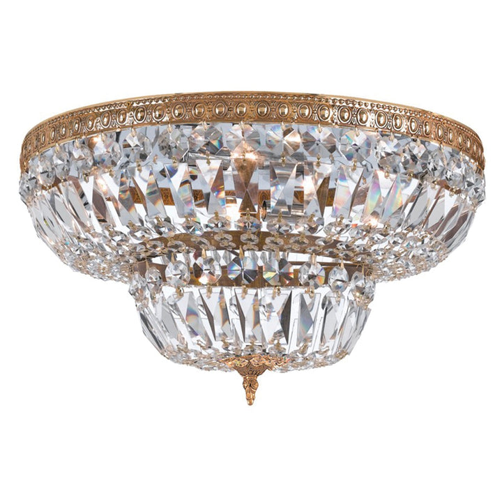 Crystorama Crystorama Crystorama 8 Light Swarovski Strass Crystal Olde Brass Flush Mount