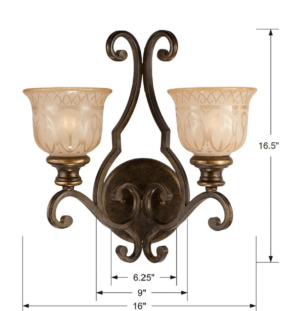 Crystorama Crystorama Norwalk 2 Light Bronze Umber Sconce