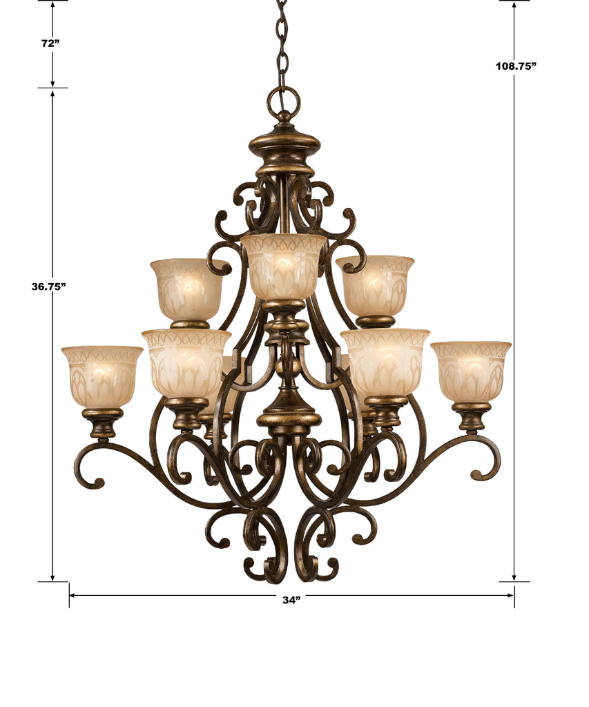 Norwalk 9 Light Bronze Umber Chandelier Crystorama