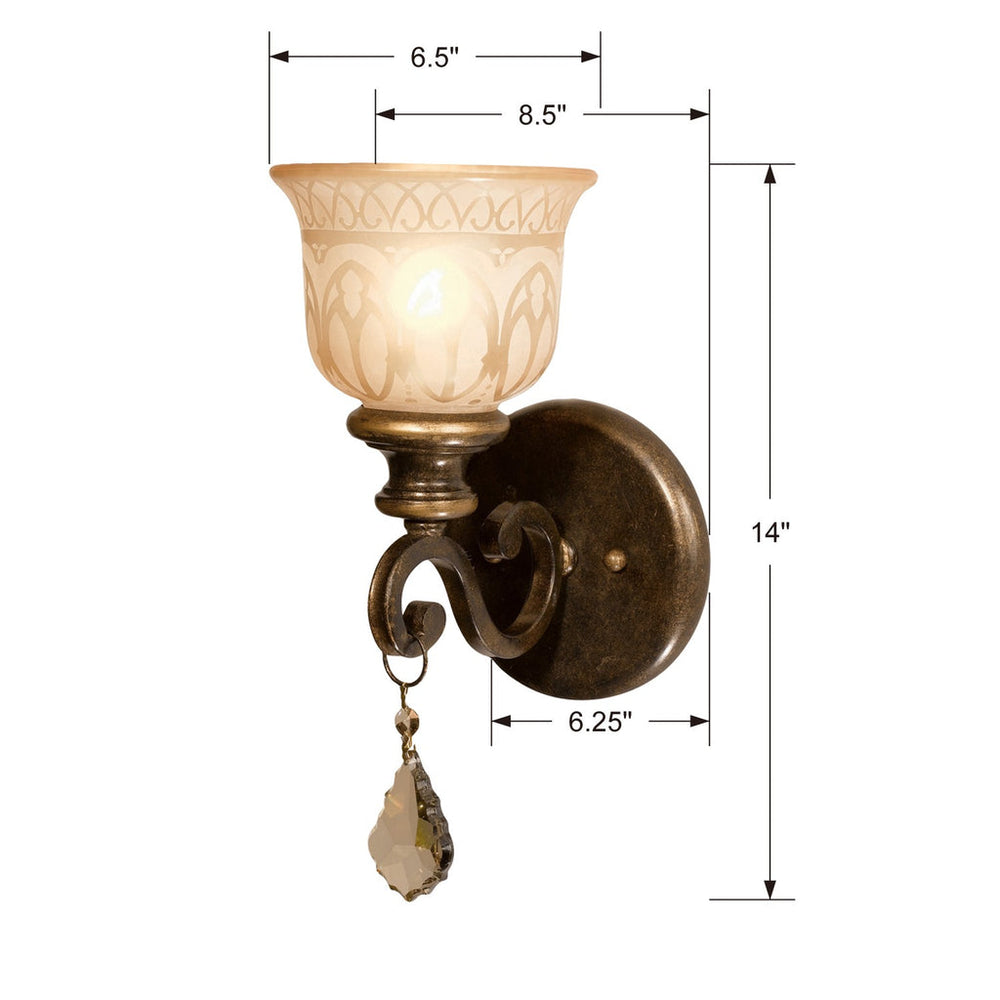 Crystorama Crystorama Norwalk 1 Light Golden Teak Hand Cut Crystal Bronze Umber Sconce