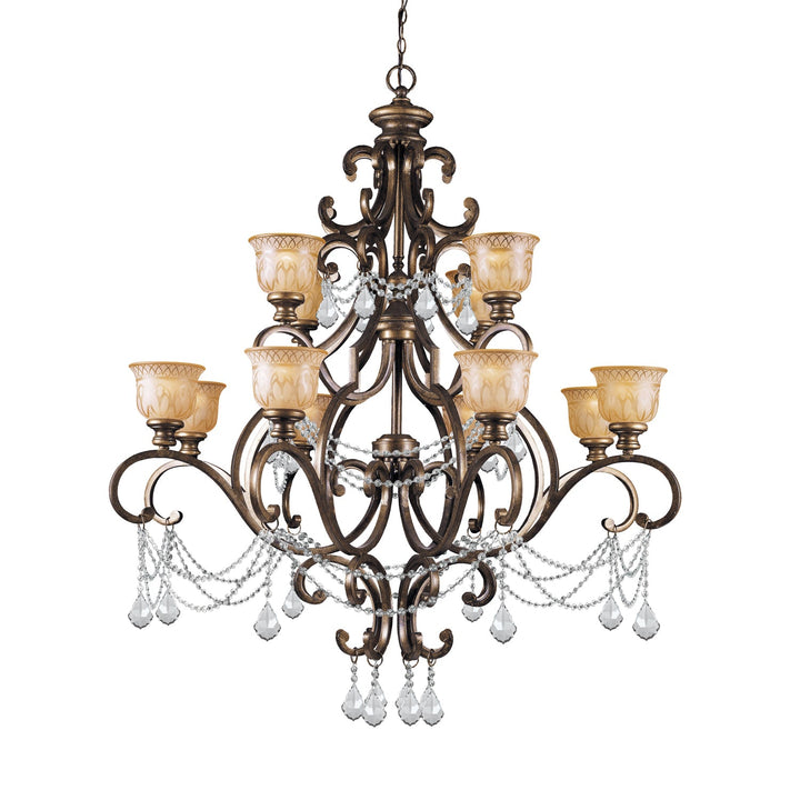 Norwalk 12 Light Spectra Crystal Bronze Umber Chandelier Crystorama