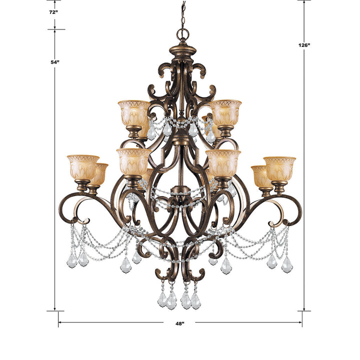 Norwalk 12 Light Spectra Crystal Bronze Umber Chandelier Crystorama