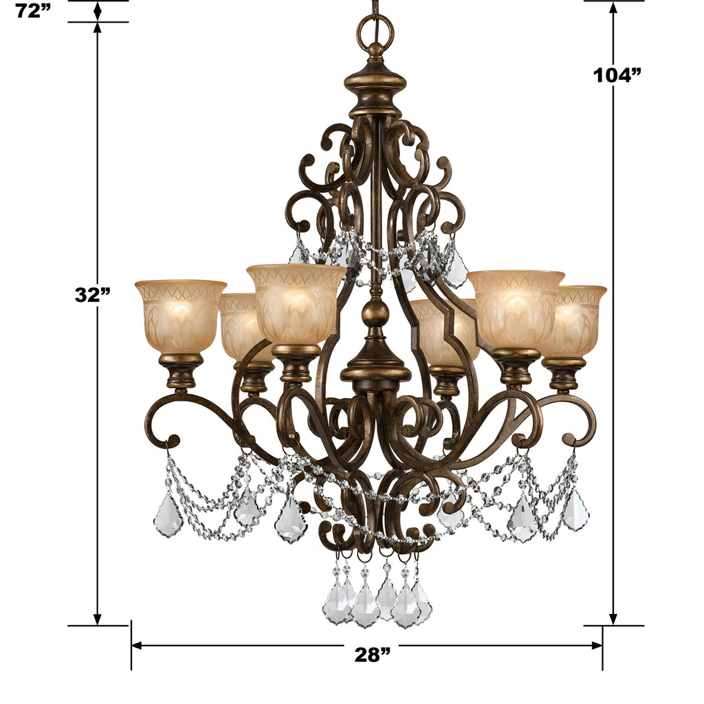 Norwalk 6 Light Swarovski Strass Crystal Bronze Umber Chandelier Crystorama