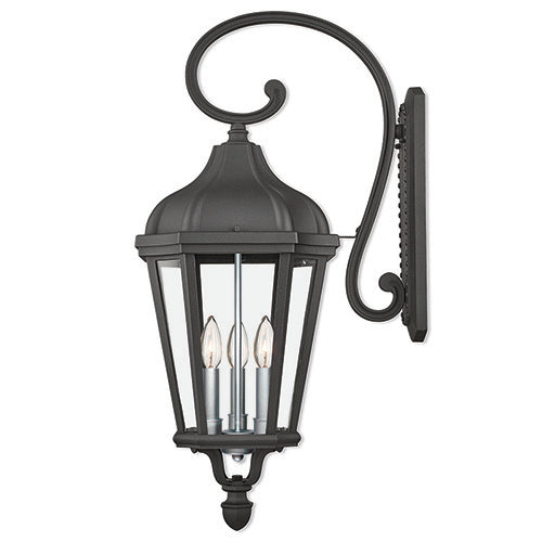 3 Light Textured Black Outdoor Wall Lantern Livex